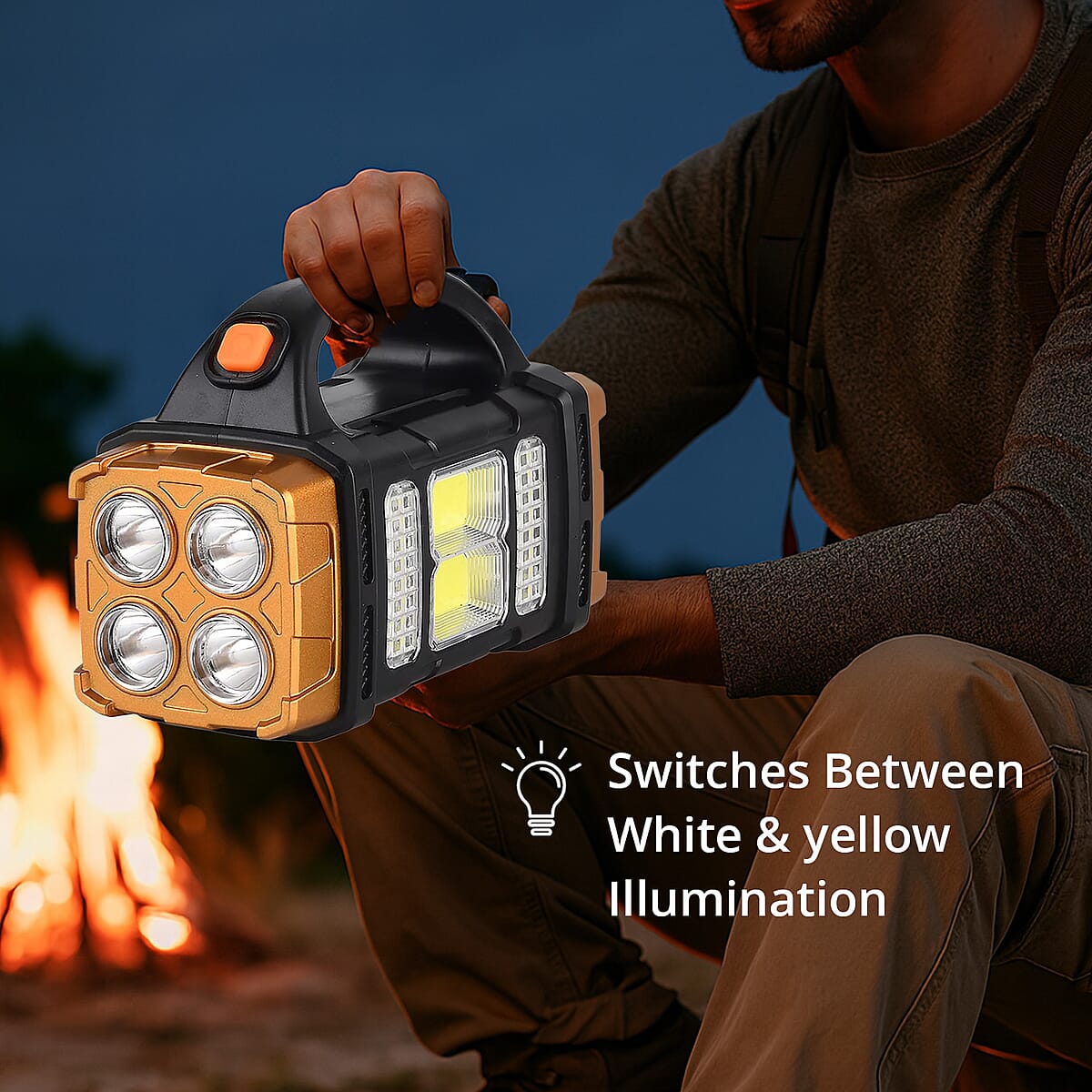 Livmore COB Multi-functional Solar Charging Outdoor Emergency Searchlight - Gold image number 4