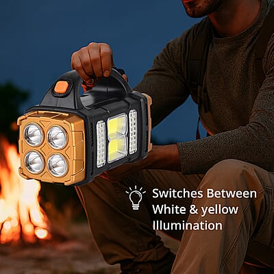 Livmore COB Multi-functional Solar Charging Outdoor Emergency Searchlight - Gold