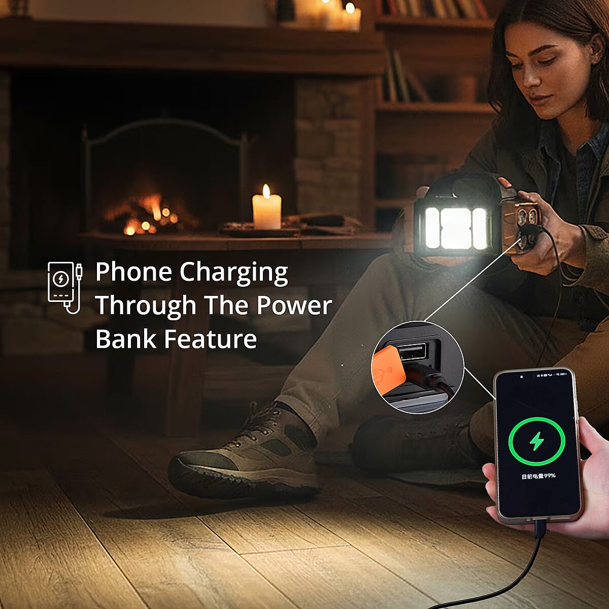 Livmore COB Multi-functional Solar Charging Outdoor Emergency Searchlight - Gold image number 5