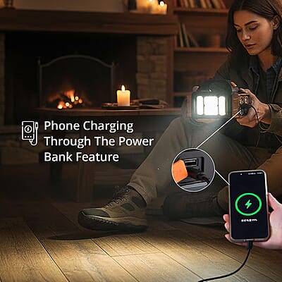 Livmore COB Multi-functional Solar Charging Outdoor Emergency Searchlight - Gold