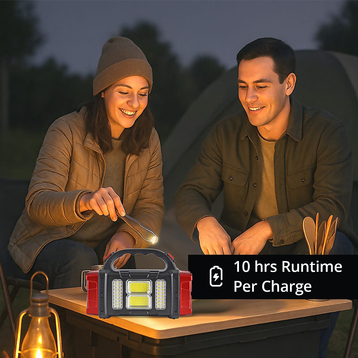 Livmore COB Multi-functional Solar Charging Outdoor Emergency Searchlight - Red image number 1