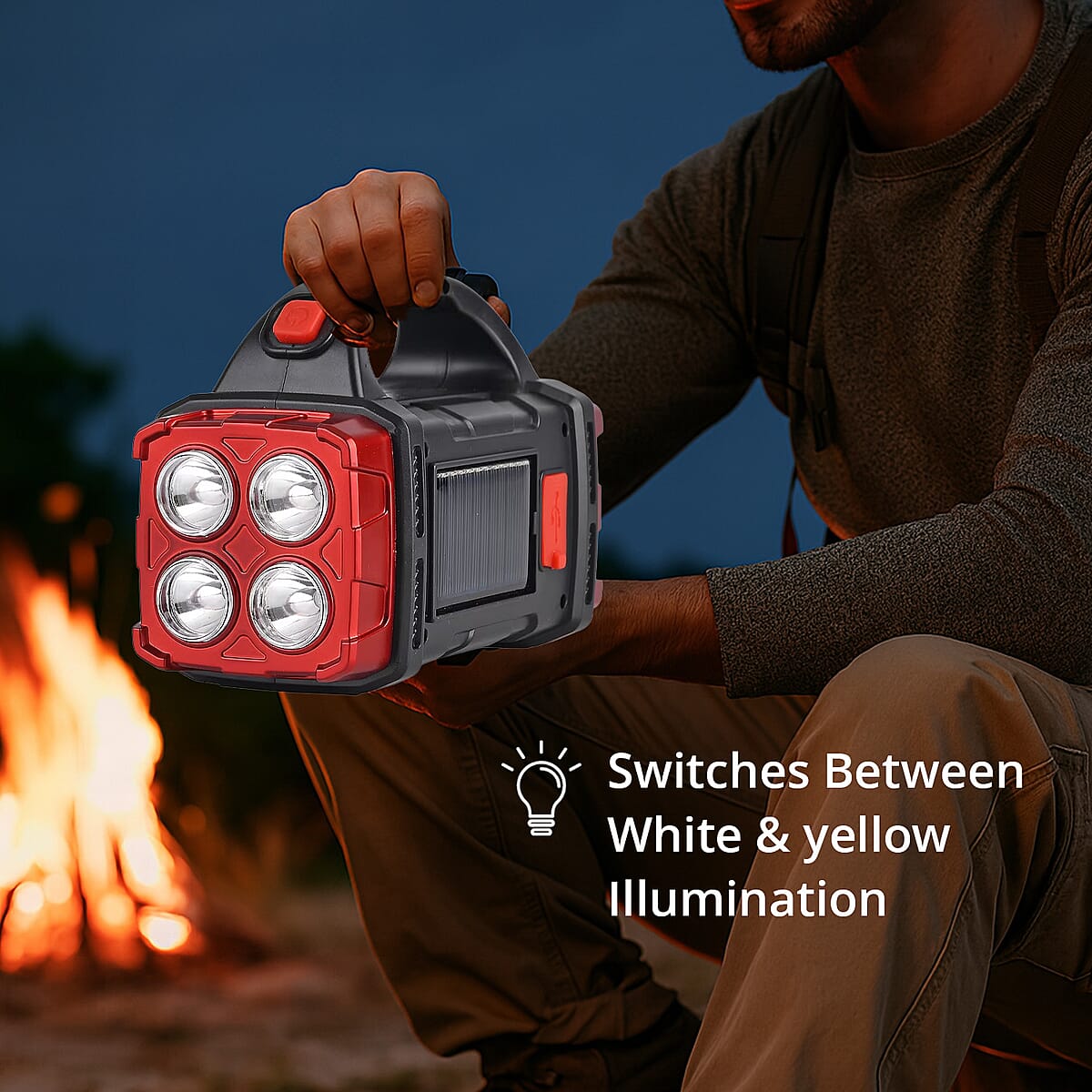 Livmore COB Multi-functional Solar Charging Outdoor Emergency Searchlight - Red image number 4