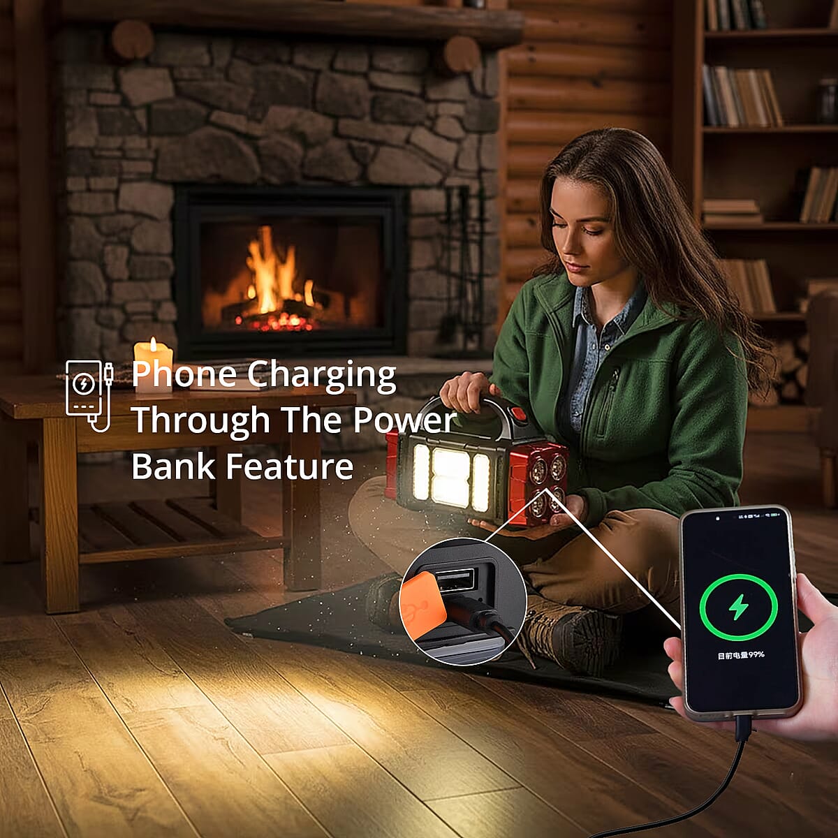 Livmore COB Multi-functional Solar Charging Outdoor Emergency Searchlight - Red image number 5