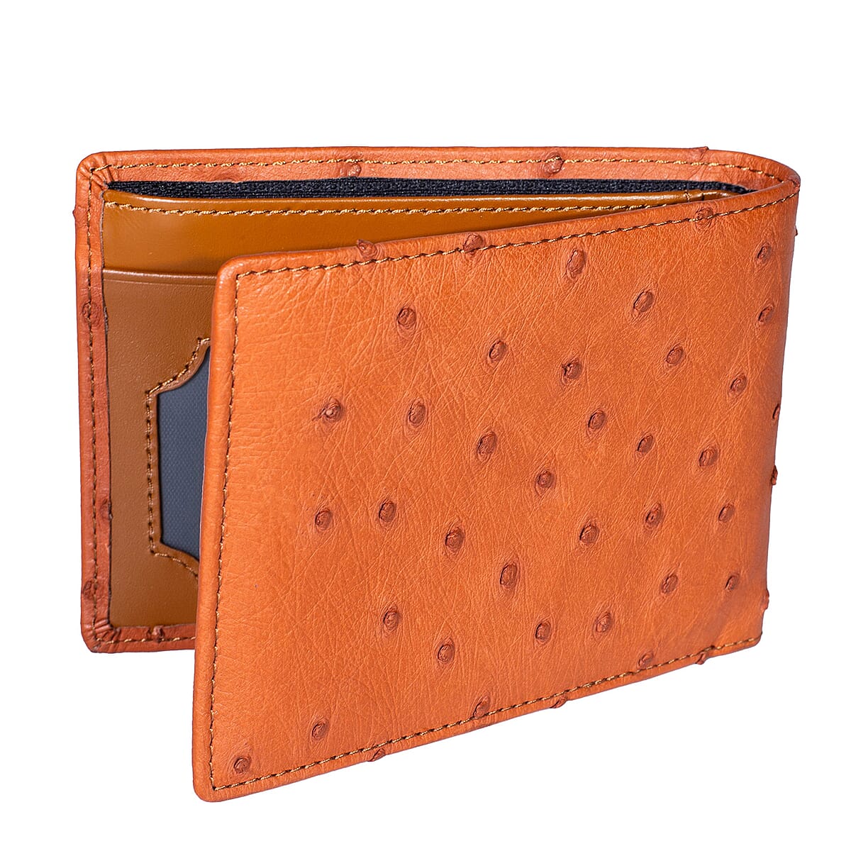 Doorbuster The Grand Pelle Brick Brown Ostrich Genuine Leather Wallet image number 0