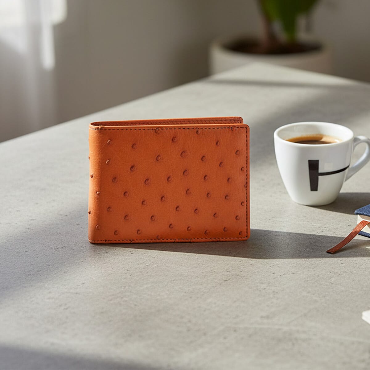 Doorbuster The Grand Pelle Brick Brown Ostrich Genuine Leather Wallet image number 1