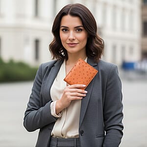 Doorbuster The Grand Pelle Brick Brown Ostrich Genuine Leather Wallet