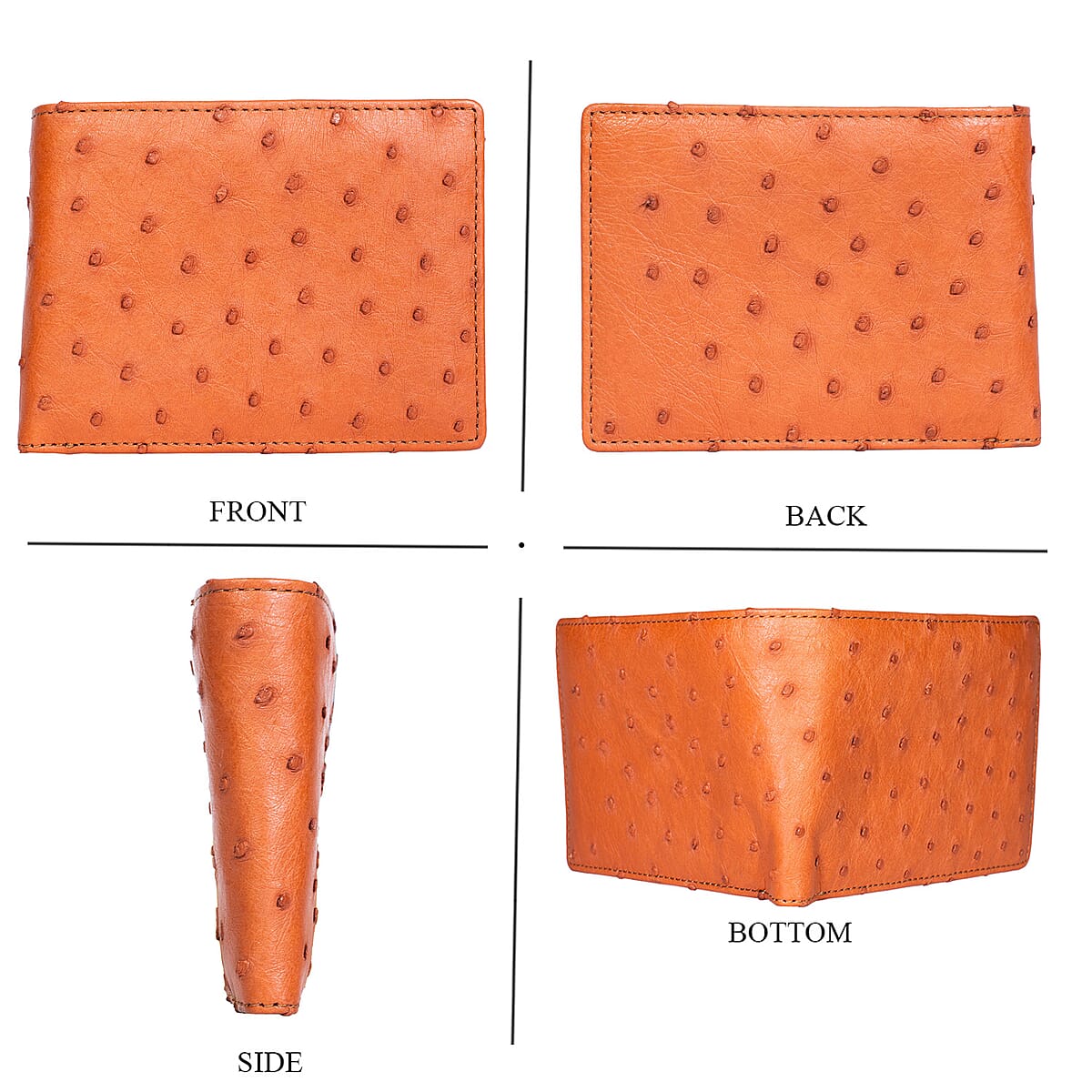 Doorbuster The Grand Pelle Brick Brown Ostrich Genuine Leather Wallet image number 4