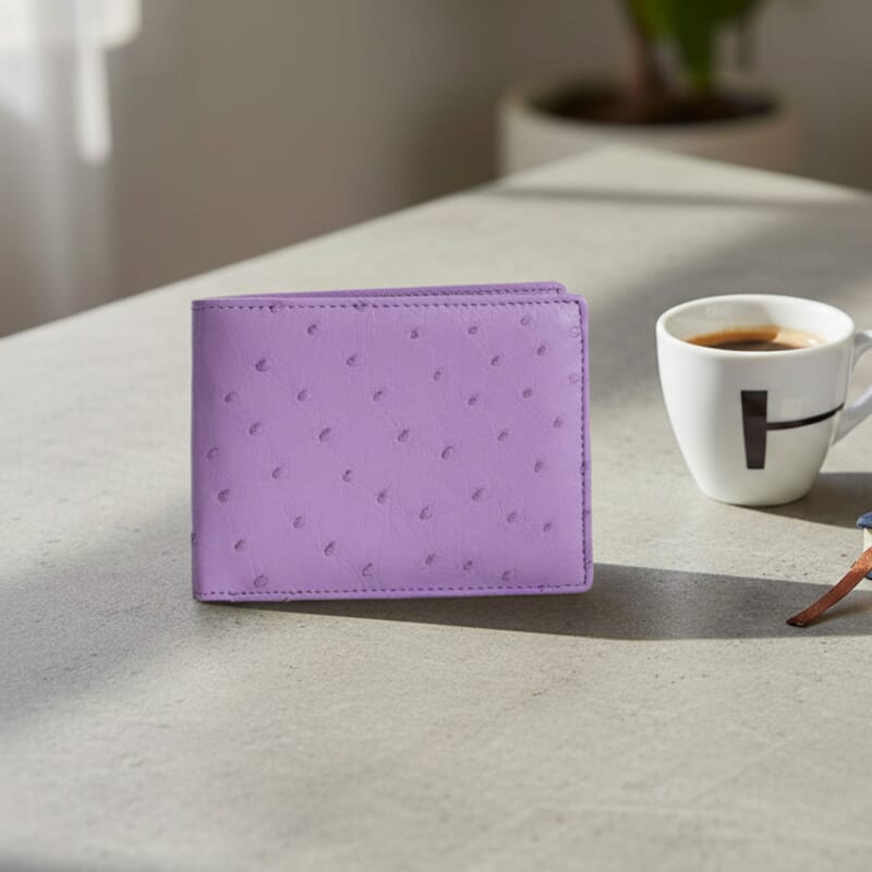 The Grand Pelle Purple Ostrich Genuine Leather Wallet