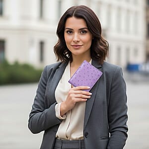  The Grand Pelle Purple Ostrich Genuine Leather Wallet