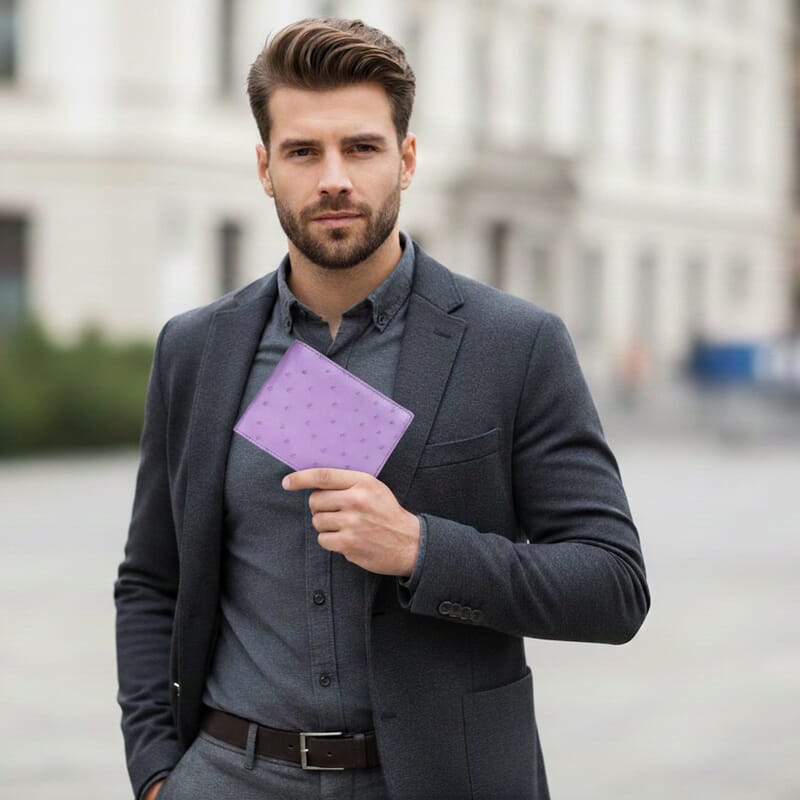 The Grand Pelle Purple Ostrich Genuine Leather Wallet