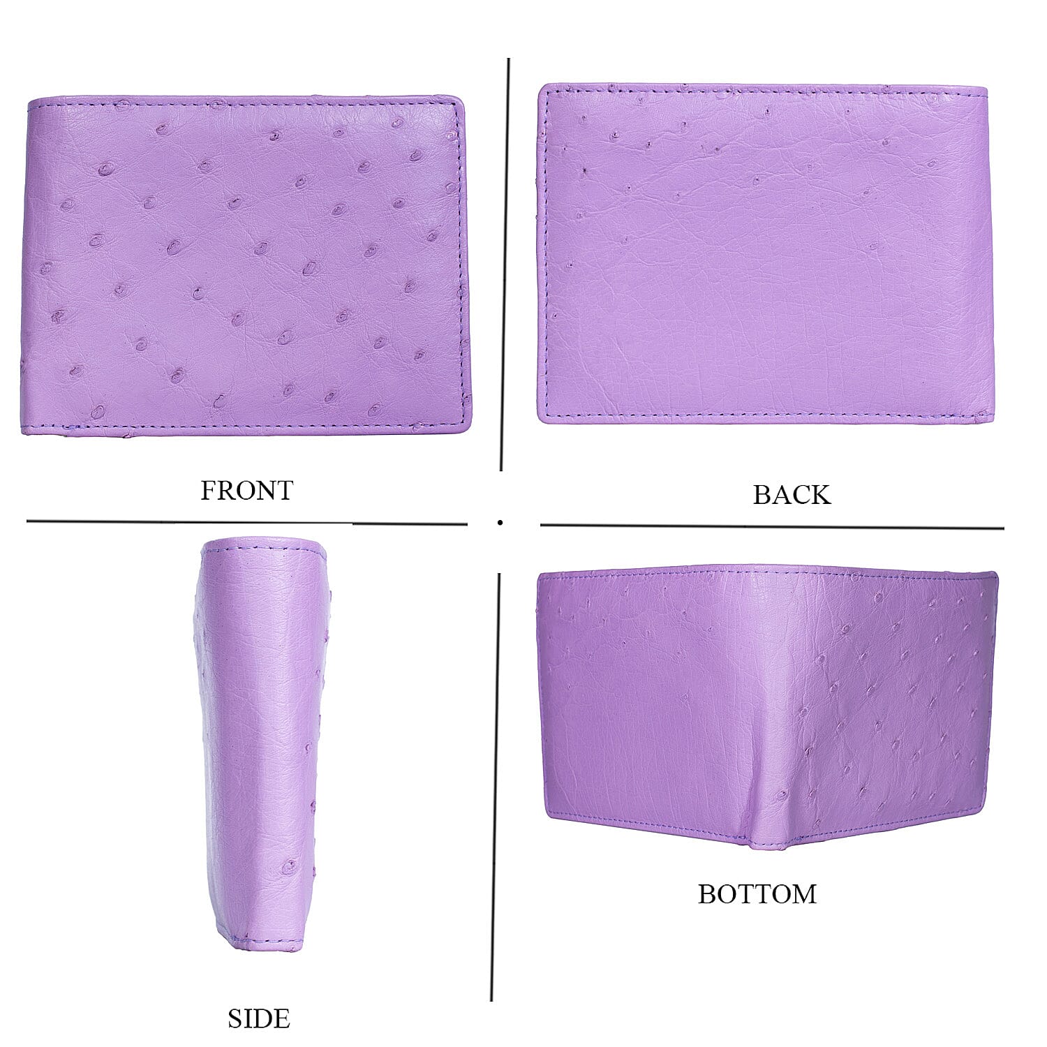 The Grand Pelle Purple Ostrich Genuine Leather Wallet