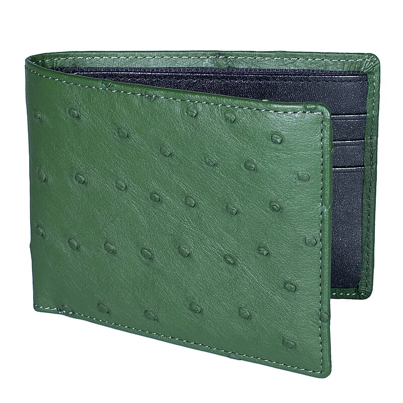 The Grand Pelle Green Ostrich Genuine Leather Wallet