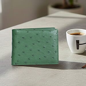  The Grand Pelle Green Ostrich Genuine Leather Wallet