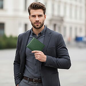  The Grand Pelle Green Ostrich Genuine Leather Wallet