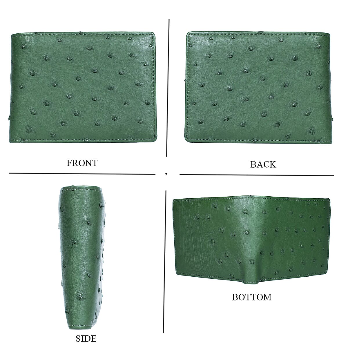 Doorbuster The Grand Pelle Green Ostrich Genuine Leather Wallet image number 4