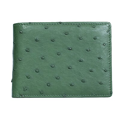 The Grand Pelle Green Ostrich Genuine Leather Wallet