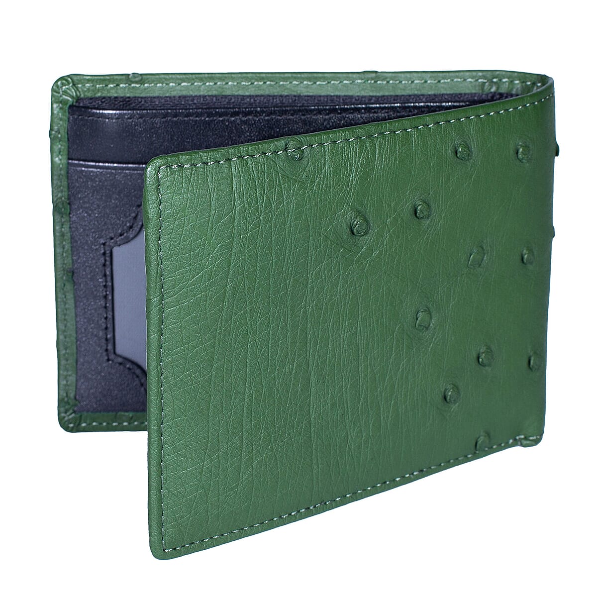 Doorbuster The Grand Pelle Green Ostrich Genuine Leather Wallet image number 6