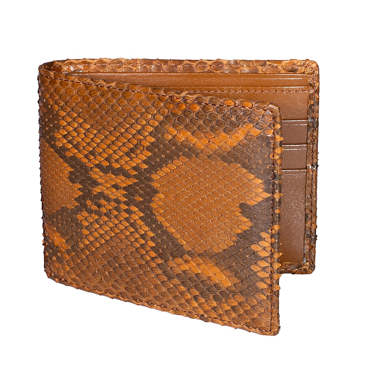  The Grand Pelle Camel Genuine Python Leather Wallet image number 0