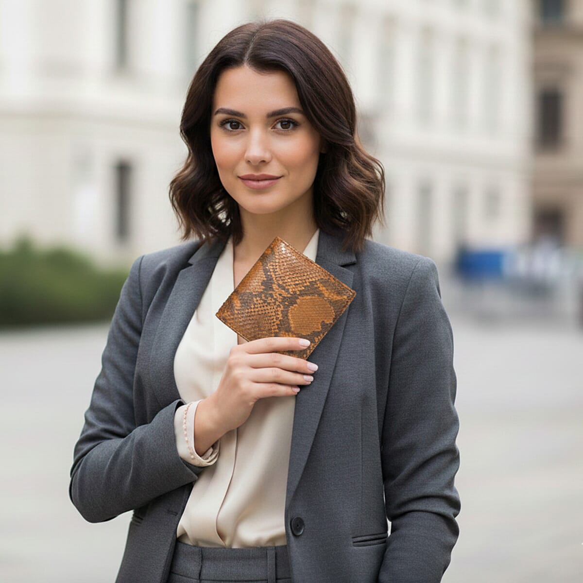  The Grand Pelle Camel Genuine Python Leather Wallet image number 2