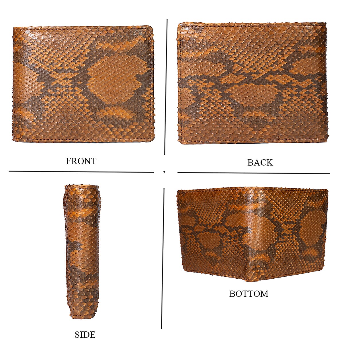  The Grand Pelle Camel Genuine Python Leather Wallet image number 4