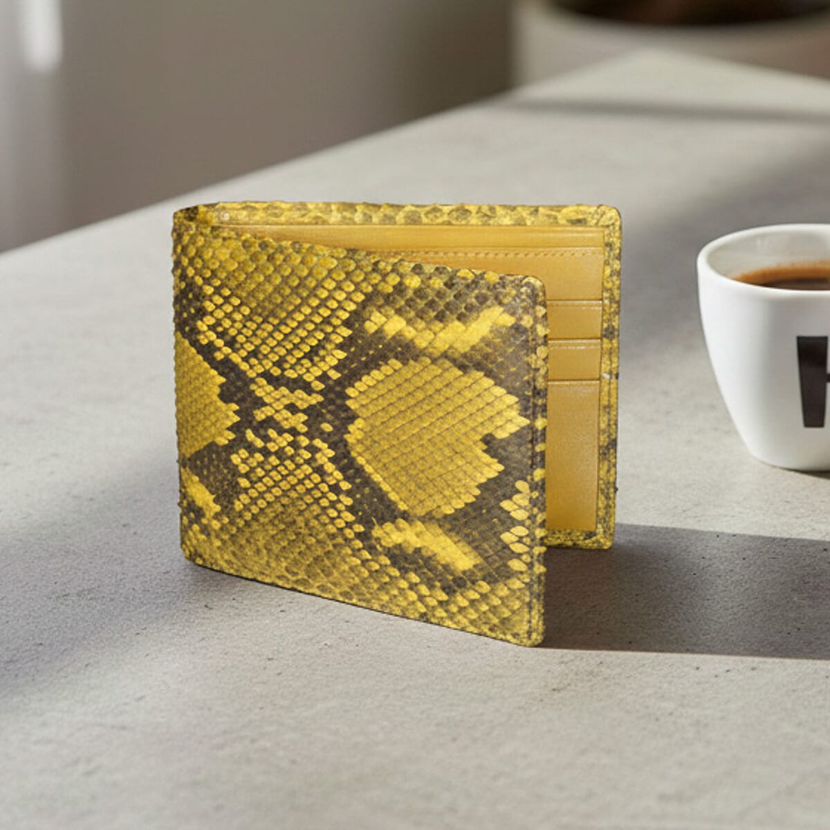  The Grand Pelle Gold Genuine Python Leather Wallet image number 1