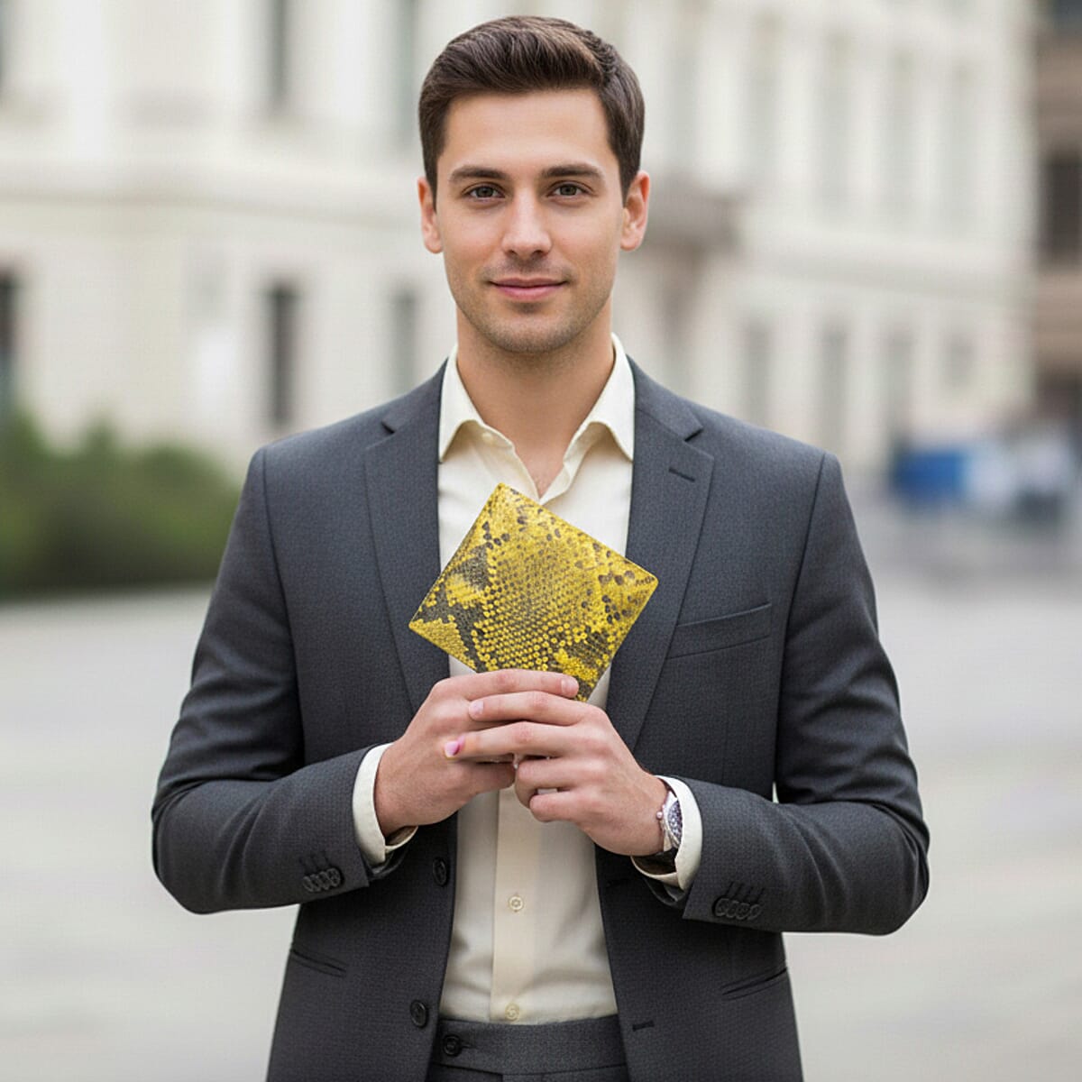  The Grand Pelle Gold Genuine Python Leather Wallet image number 2