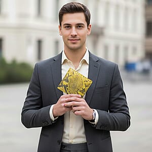  The Grand Pelle Gold Genuine Python Leather Wallet