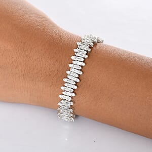 D'Joy White Zircon 17.75 ctw Sunburst Bracelet in Rhodium Over Sterling Silv (7.25 In) 