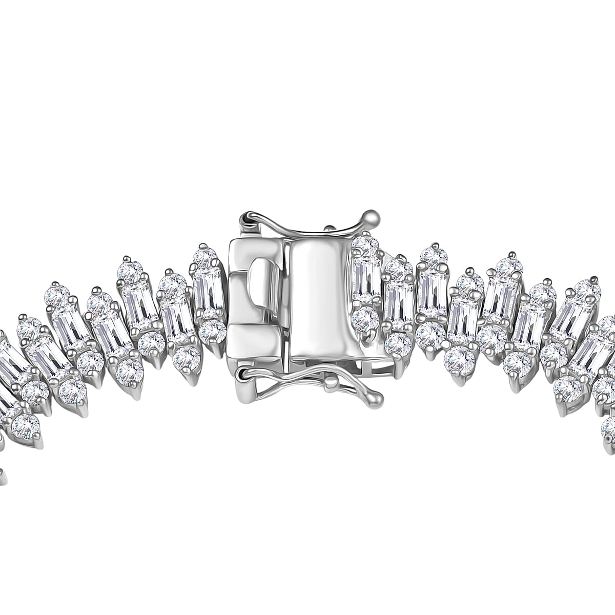 D'Joy White Zircon 15.75 ctw Sunburst Bracelet in Rhodium Over Sterling Silver (6.50 In) image number 3