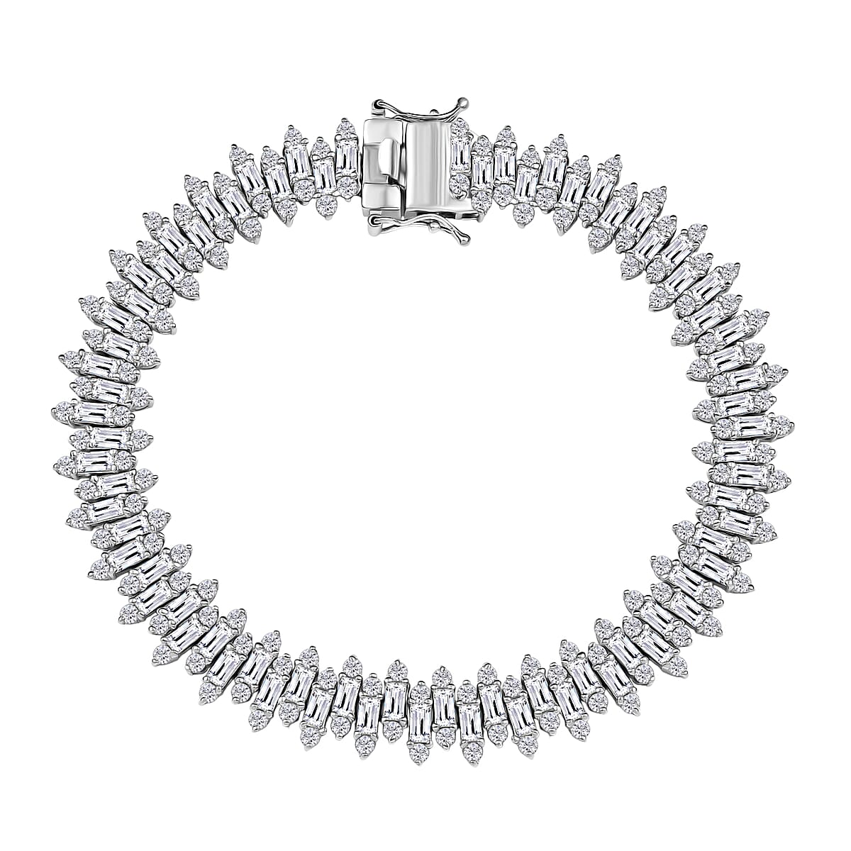 D'Joy White Zircon 19.35 ctw Bracelet in Rhodium Over Sterling Silver (8.00 In) image number 0