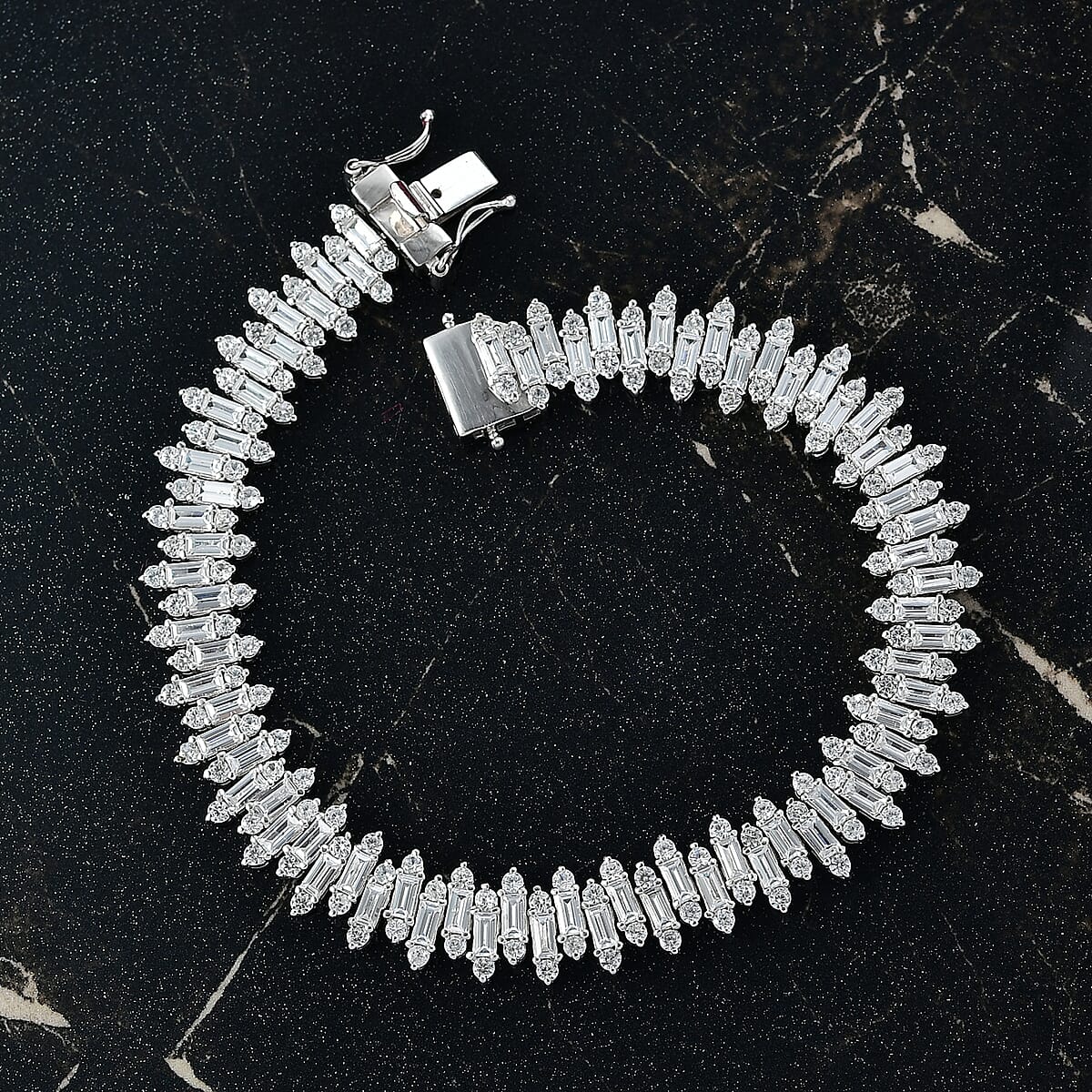 D'Joy White Zircon 19.35 ctw Bracelet in Rhodium Over Sterling Silver (8.00 In) image number 1
