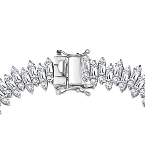 D'Joy White Zircon 19.35 ctw Sunburst Bracelet in Rhodium Over Sterling Silver (8.00 In)