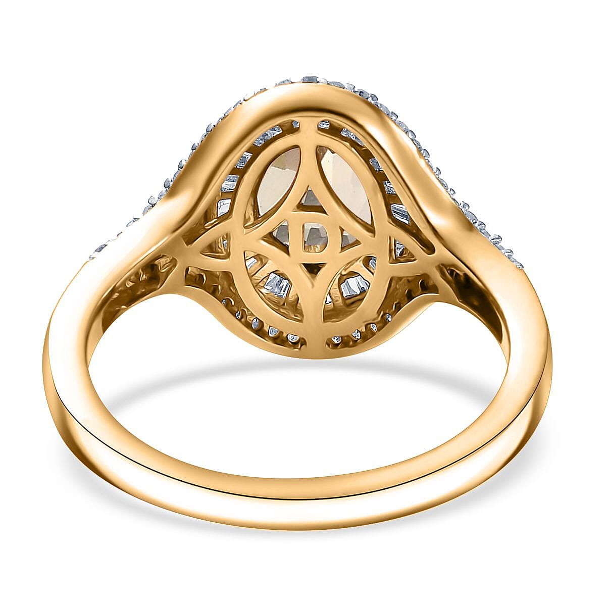 D'Joy Turkizite, Yellow and White Diamond 2.00 ctw Ring in 18K Vermeil Yellow Gold Over Sterling Silver (Size 10.0) image number 4