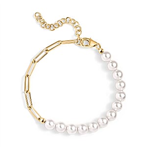 D'Joy Pearl Fancy Bracelet in 18K Vermeil Yellow Gold Over Sterling Silver (6.50 In)