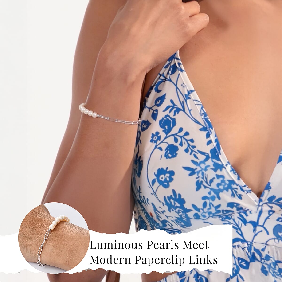 D'Joy Pearl Fancy Bracelet in Rhodium Over Sterling Silver (6.50 In) image number 1