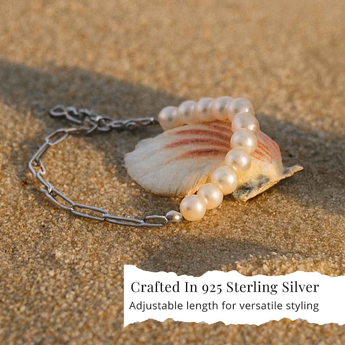 D'Joy Pearl Fancy Bracelet in Rhodium Over Sterling Silver (6.50 In) image number 2