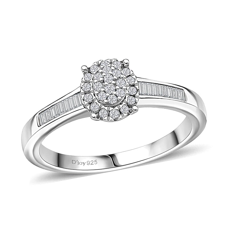 D'Joy Diamond 0.33 ctw Starlit Grace Ring in Rhodium Over Sterling Silver (Size 10.0)