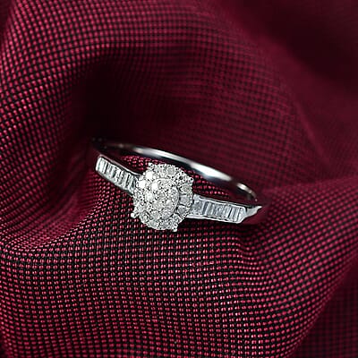 D'Joy Diamond 0.33 ctw Starlit Grace Ring in Rhodium Over Sterling Silver (Size 10.0)