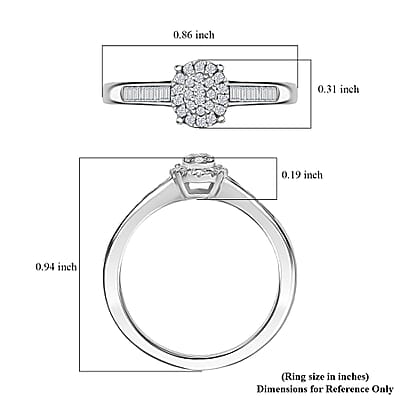 D'Joy Diamond 0.33 ctw Starlit Grace Ring in Rhodium Over Sterling Silver (Size 10.0)