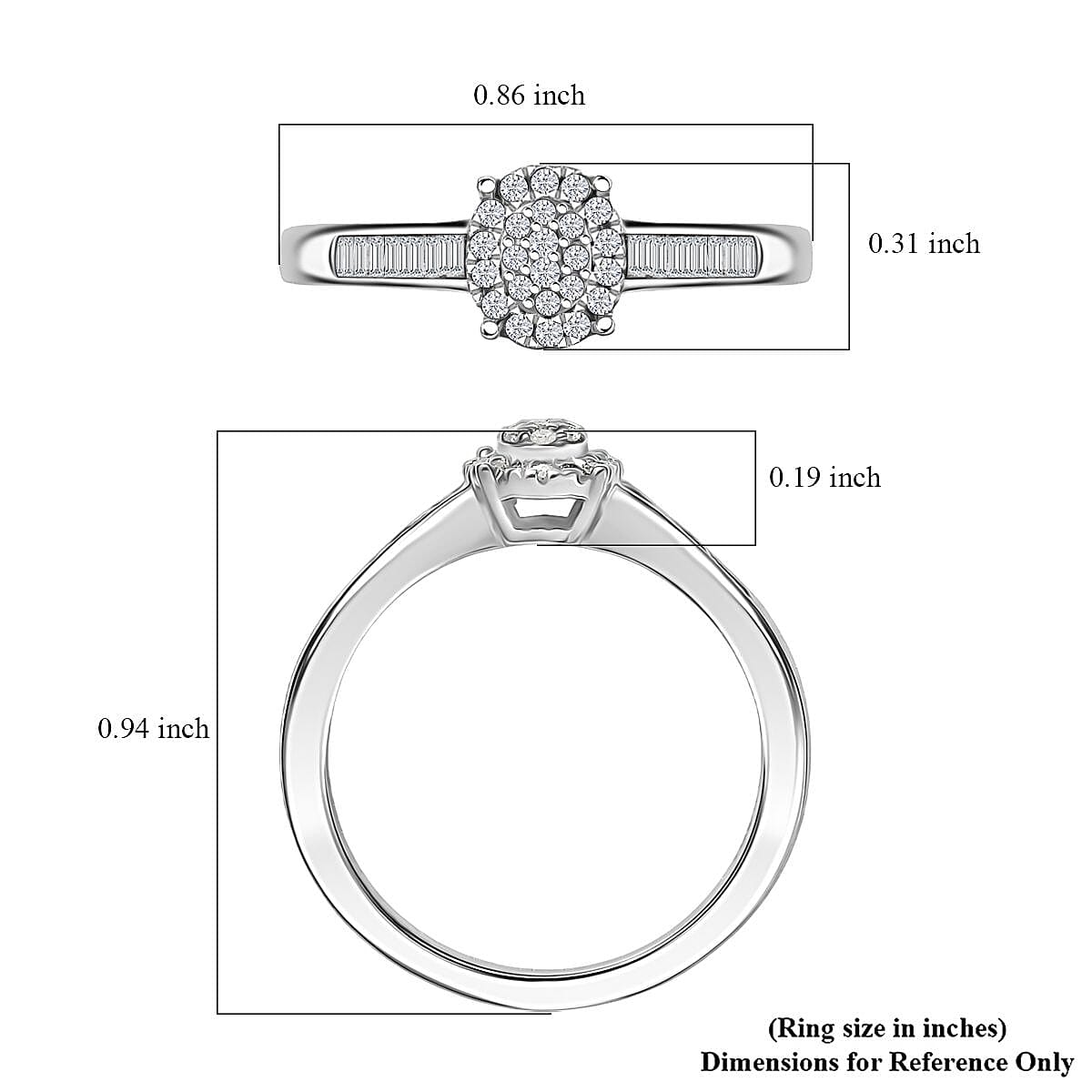 D'Joy Diamond 0.33 ctw Starlit Grace Ring in Rhodium Over Sterling Silver (Size 6.0) image number 3