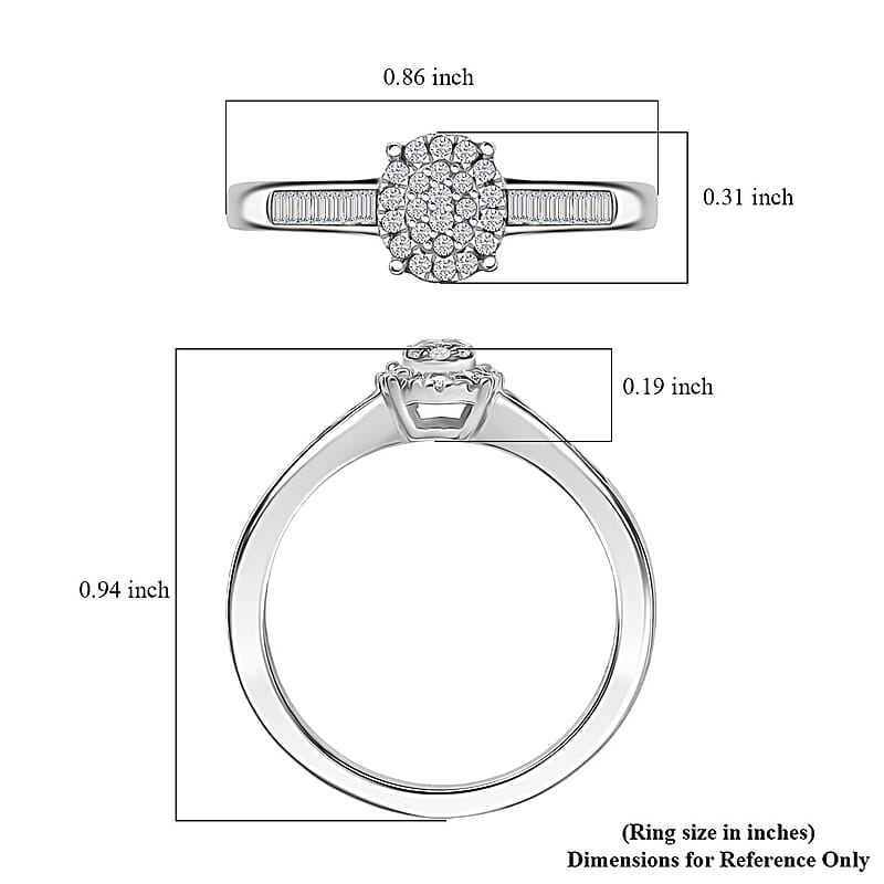 D'Joy Diamond 0.33 ctw Starlit Grace Ring in Rhodium Over Sterling Silver (Size 6.0)
