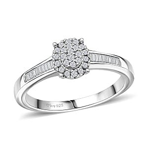 D'Joy Diamond 0.33 ctw Starlit Grace Ring in Rhodium Over Sterling Silver (Size 7.0)