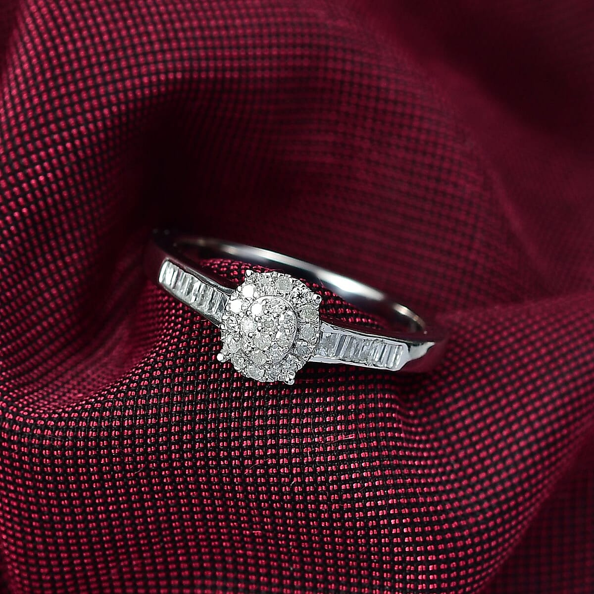 D'Joy Diamond 0.33 ctw Starlit Grace Ring in Rhodium Over Sterling Silver (Size 9.0) image number 1