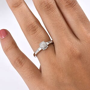 D'Joy Diamond 0.33 ctw Starlit Grace Ring in Rhodium Over Sterling Silver (Size 9.0)