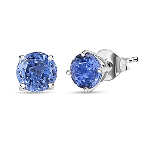 AAA Ceylon Blue Sapphire 1.25 ctw Solitaire Stud Earrings in 10K White Gold