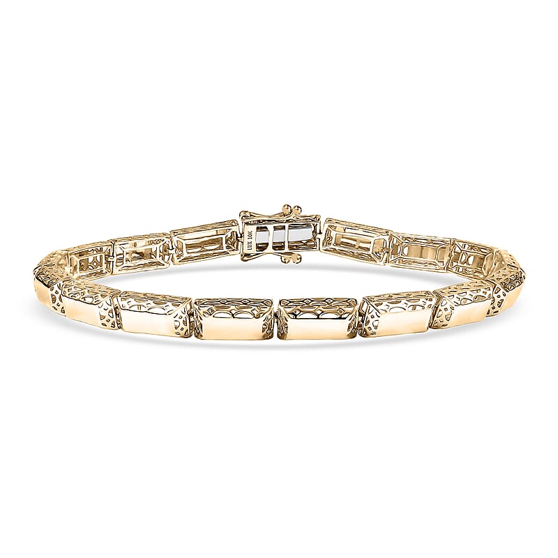 Luxoro 10K Yellow Gold Bar Link Bracelet (6.50 In) 7.08 Grams