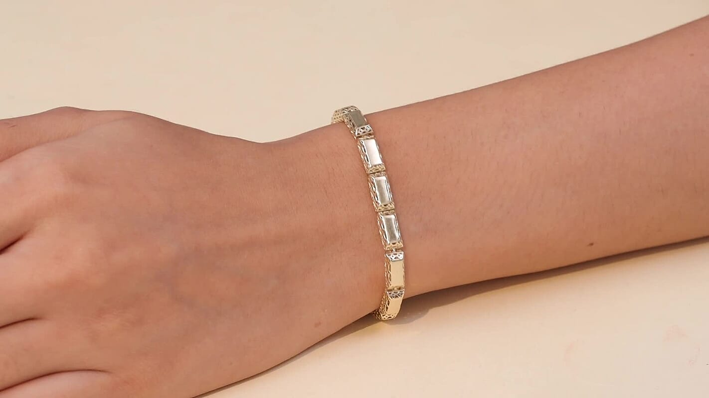 Luxoro 10K Yellow Gold Bar Link Bracelet (6.50 In) 7.08 Grams