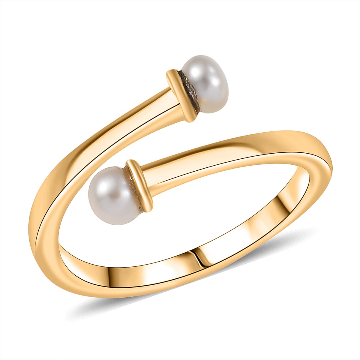 D'Joy Pearl Bypass Ring in 18K Vermeil Yellow Gold Over Sterling Silver (Size 5.0) image number 0
