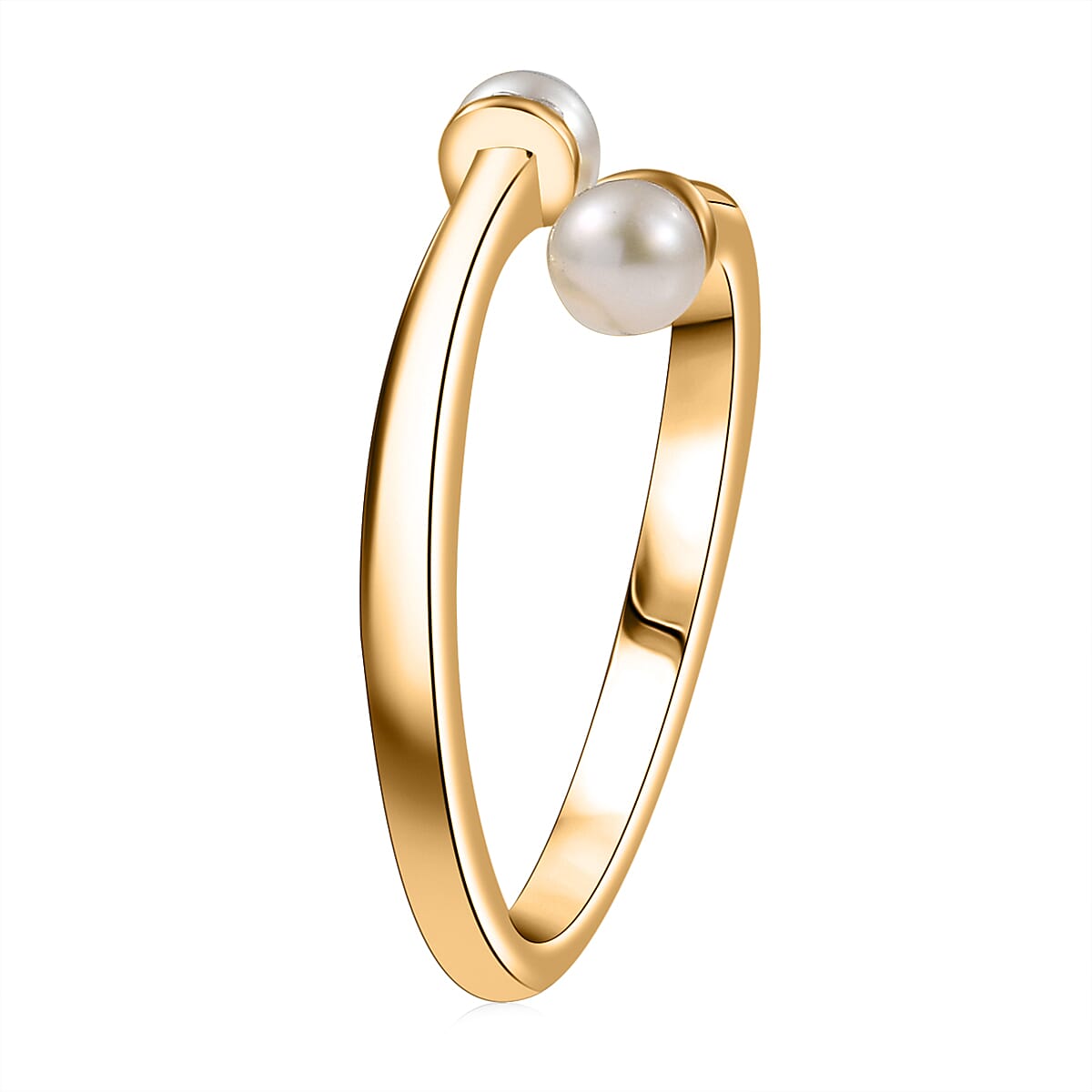 D'Joy Pearl Bypass Ring in 18K Vermeil Yellow Gold Over Sterling Silver (Size 5.0) image number 3