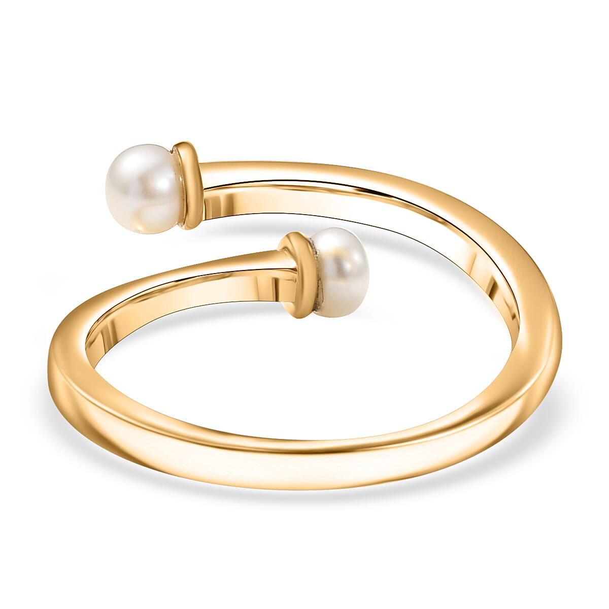 D'Joy Pearl Bypass Ring in 18K Vermeil Yellow Gold Over Sterling Silver (Size 5.0) image number 4